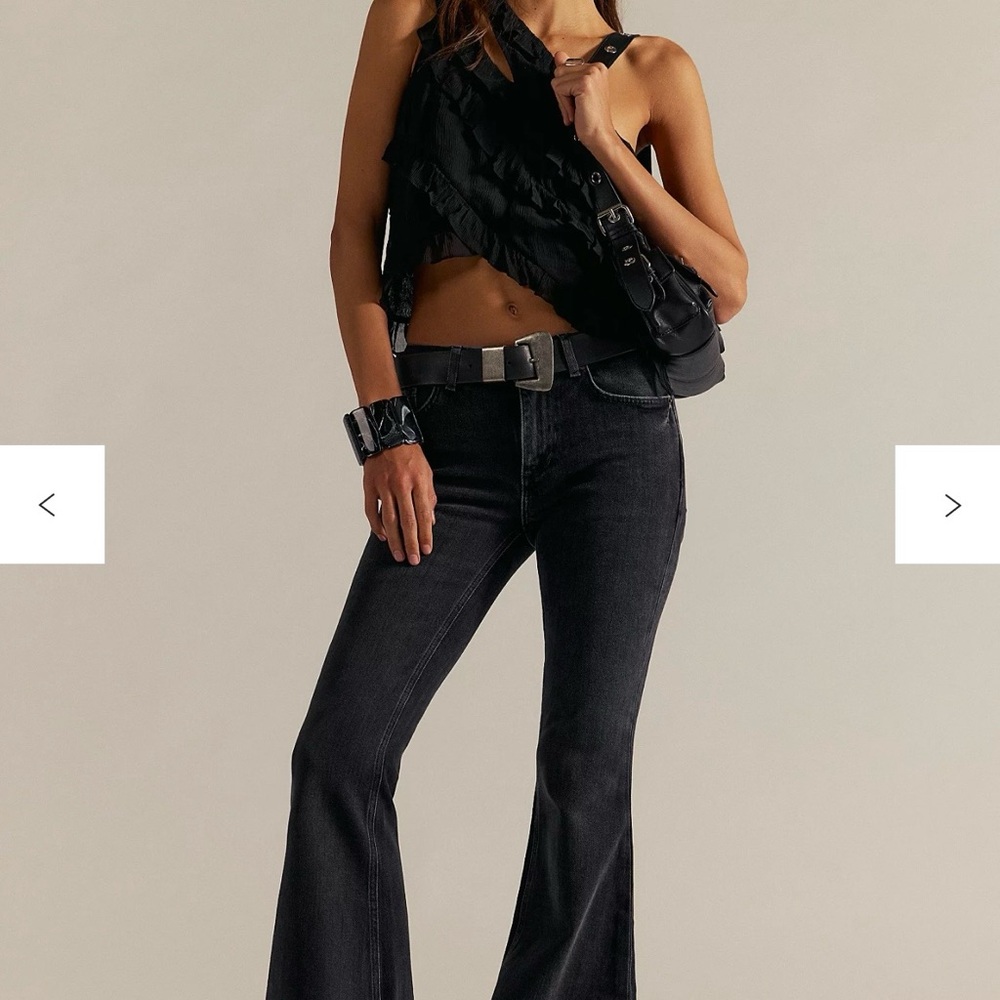Free People Charcoal Flare Jeans - We The Free Love Bomb Flare Jeans - Picture 2 of 4